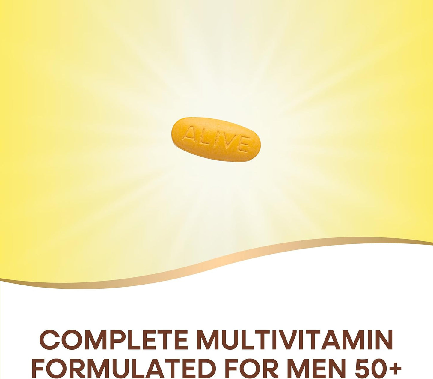 Nature’s Way Alive! Men’s 50+ Complete Multivitamin, Supports Healthy Brain, Eyes & Heart*, High Potency B-Vitamins, Gluten-Free, 50 Tablets (Packaging May Vary)