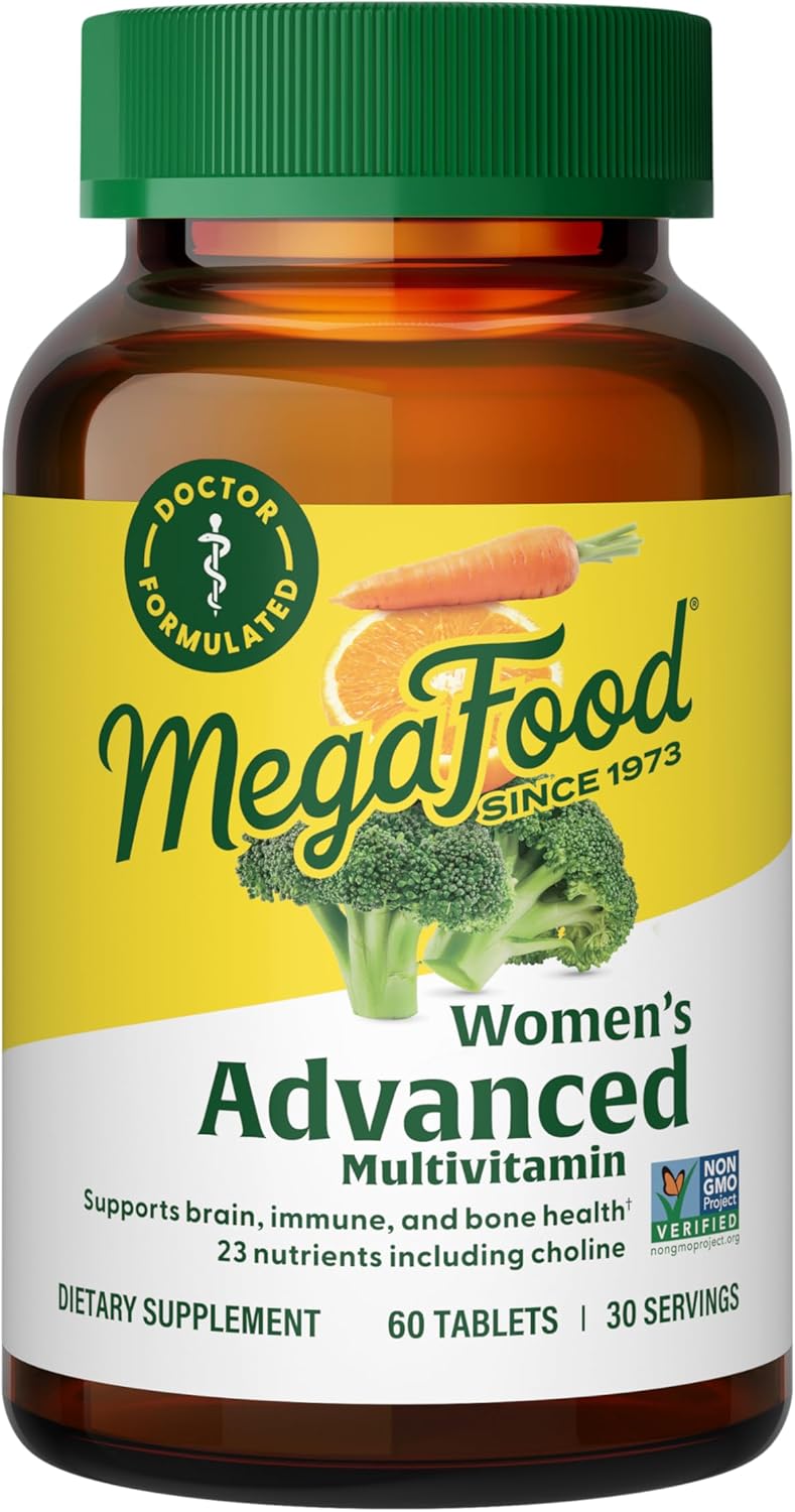 MegaFood Women's Advanced Multivitamin for Women - Doctor-Formulated With Iron, Choline, Vitamin D, Vitamin C & Zinc - Brain Health - Immune Support - Non-GMO - Vegetarian - 60 Tabs (30 Servings)