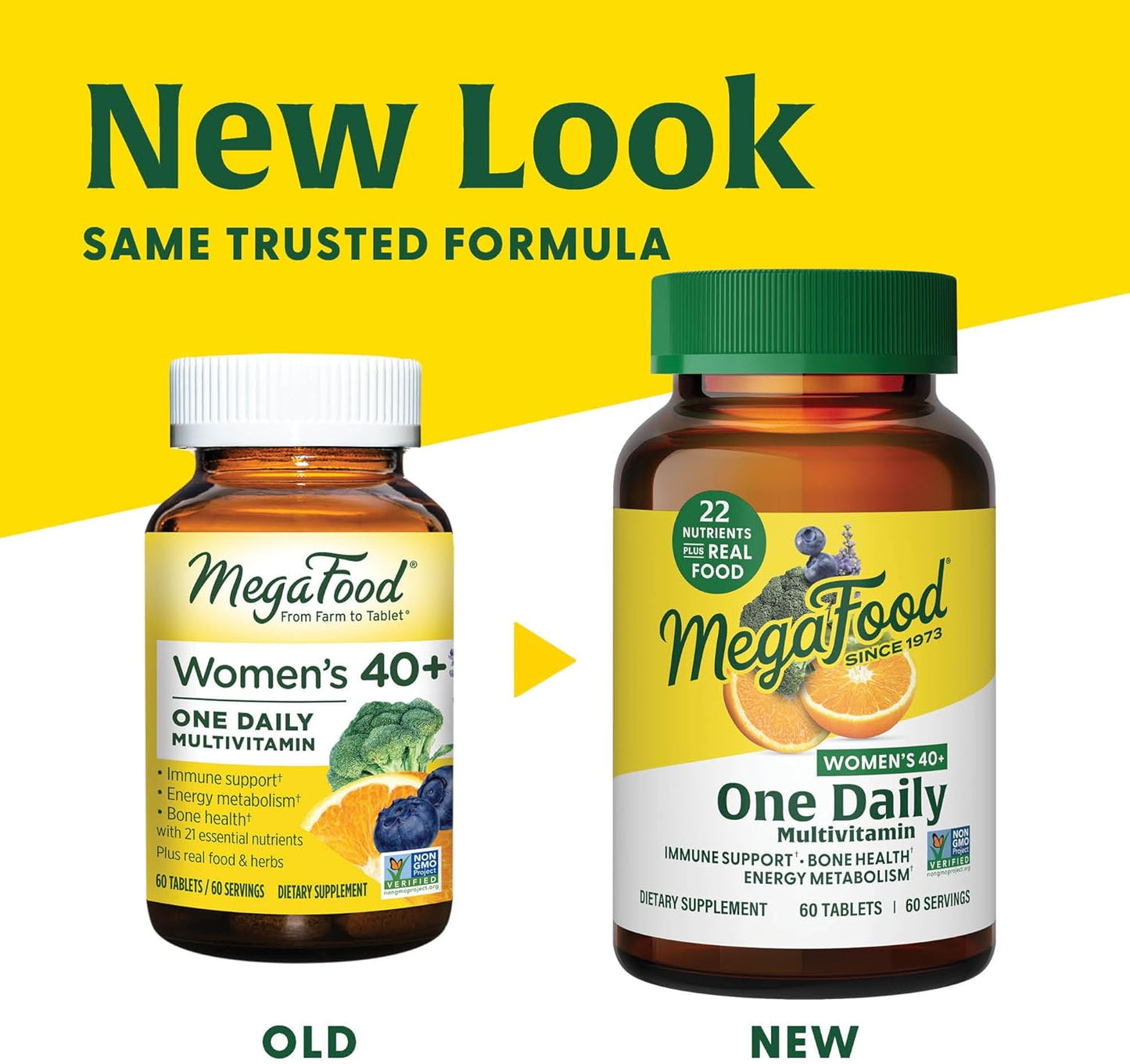 MegaFood Women's 40+ One Daily Multivitamin for Women with Vitamin B12, Vitamin B6, Vitamin C, Vitamin D, Zinc & Iron - Plus Real Food - Immune Support - Bone Health - Non-GMO - Vegetarian - 90 Tabs