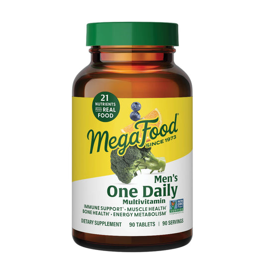 MegaFood One Daily Mens Multivitamins - Multivitamin for Men - Vitamin C, Vitamin D3 & Vitamin B12 - Muscle, Energy Metabolism & Immune Support - Vegetarian, Gluten Free - 90 Tablets, 90 Servings