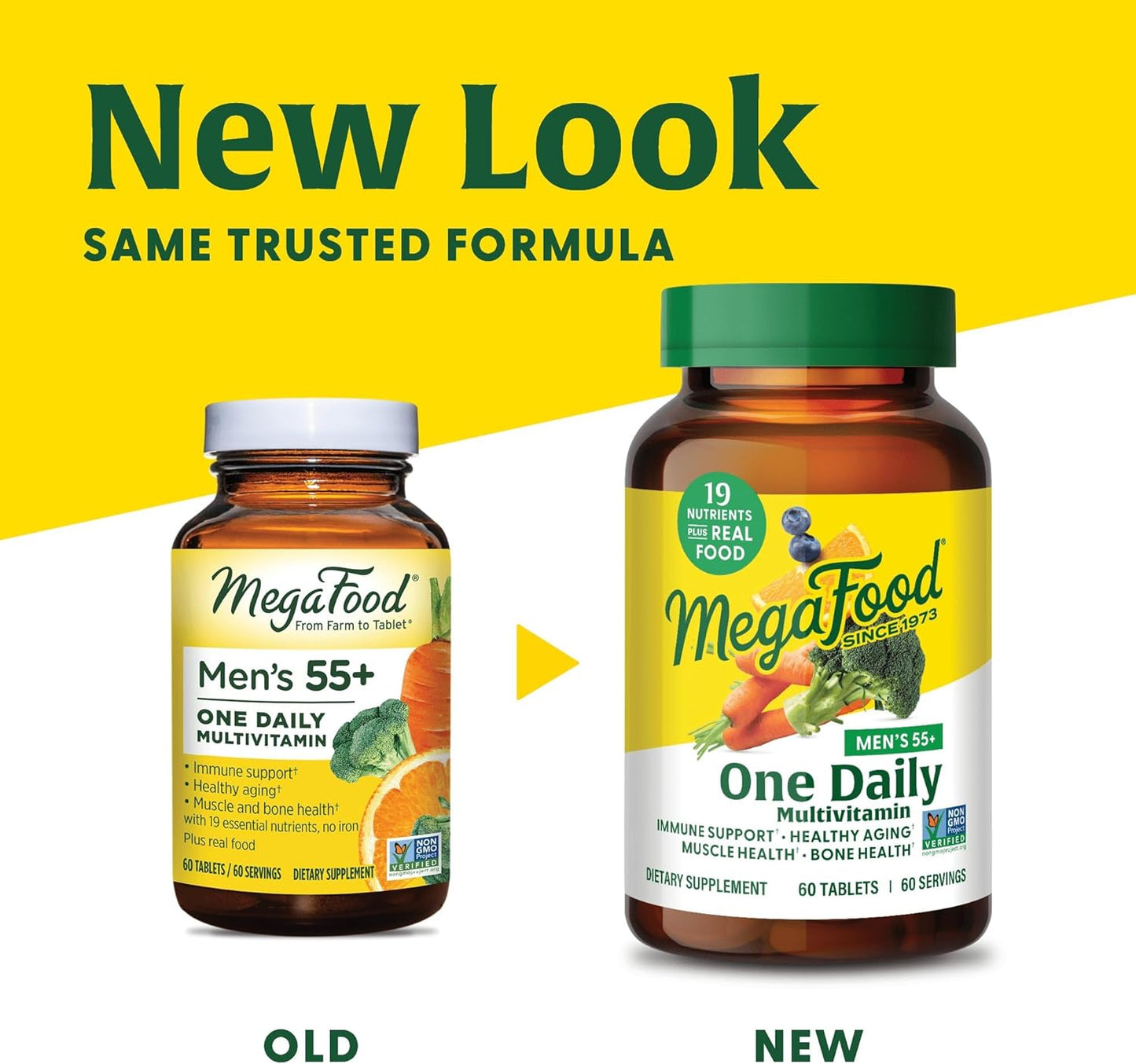 MegaFood Men's 55+ One Daily - Multivitamin for Men with Vitamin B12, Vitamin C, Vitamin D & Zinc - Optimal Aging & Immune Support Supplement - Vegetarian - Made Without 9 Food Allergens - 120 Tabs