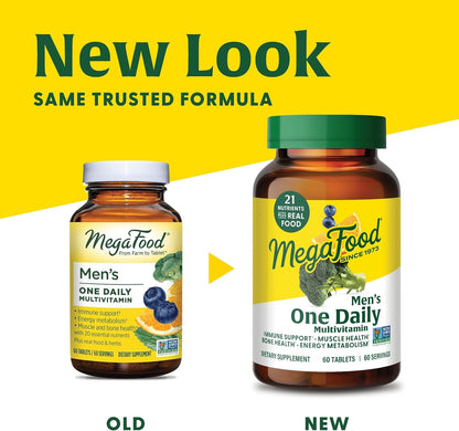 MegaFood One Daily Mens Multivitamins - Multivitamin for Men - Vitamin C, Vitamin D3 & Vitamin B12 - Muscle, Energy Metabolism & Immune Support - Vegetarian, Gluten Free - 90 Tablets, 90 Servings