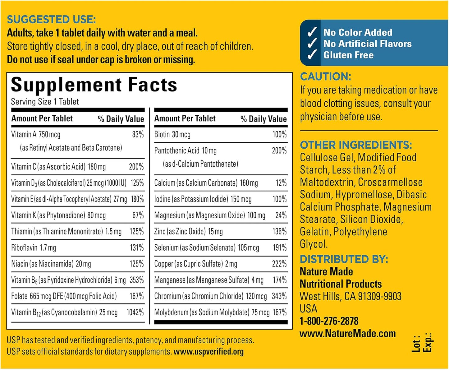 Nature Made Multivitamin For Him 50+, Mens Multivitamins for Daily Nutritional Support, Multivitamin for Men, 90 Tablets, 90 Day Supply