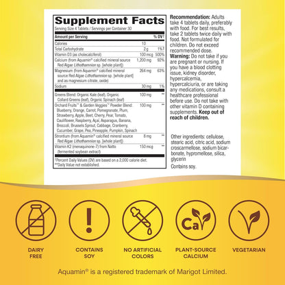 Nature's Way Alive! Calcium Max Absorption, Bone Support*, Plant Source Calcium, Vitamin D3 & K2, Magnesium, 120 Tablets (Packaging May Vary)