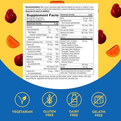 Nature's Way Alive! Men's Daily Gummy Multivitamin, Supports Energy Metabolism & Muscle Function*, B-Vitamins, Gluten-Free, Vegetarian, Fruit Flavored, 150 Gummies (Packaging May Vary)