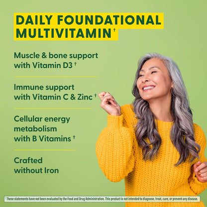 MegaFood One Daily Iron Free Multivitamin - Multivitamin for Women and Men - with Real Food - Immune Support Supplement - Bone Health - Energy Metabolism - Vegetarian; Non-GMO; No Iron - 90 Tablets