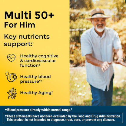 Nature Made Multivitamin For Him 50+, Mens Multivitamins for Daily Nutritional Support, Multivitamin for Men, 90 Tablets, 90 Day Supply